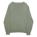 POLO RALPH LAUREN Mens Green Jumper Plain V-Neck Basic Knit L Cotton Classic