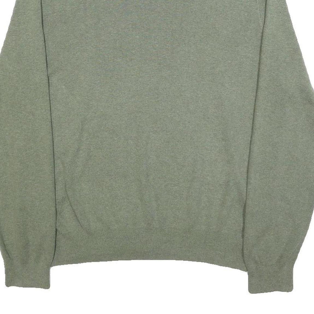 POLO RALPH LAUREN Mens Green Jumper Plain V-Neck Basic Knit L Cotton Classic