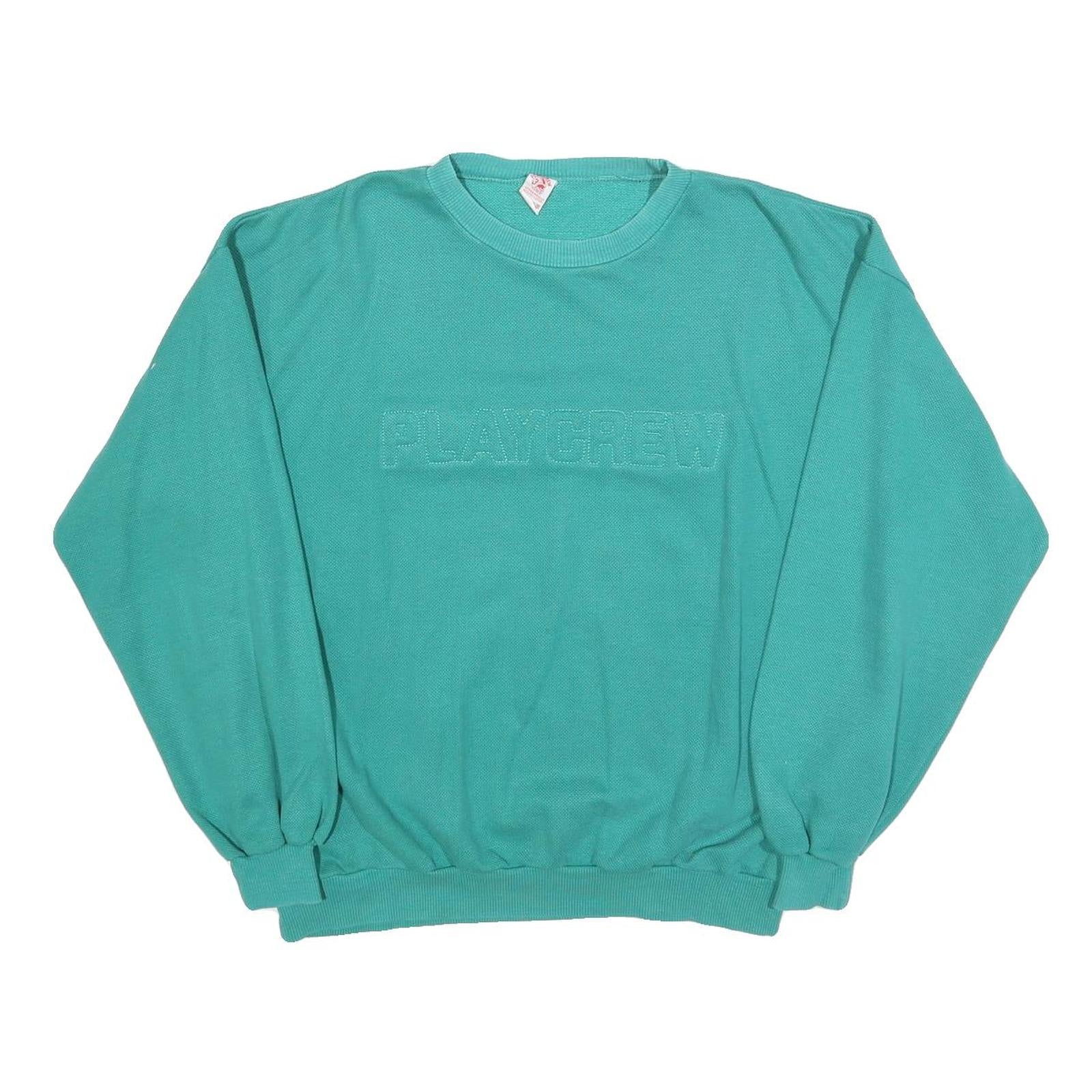PLAYCREW Womens Teal Sweatshirt Crew Neck L Cotton Blend Pullover Casual