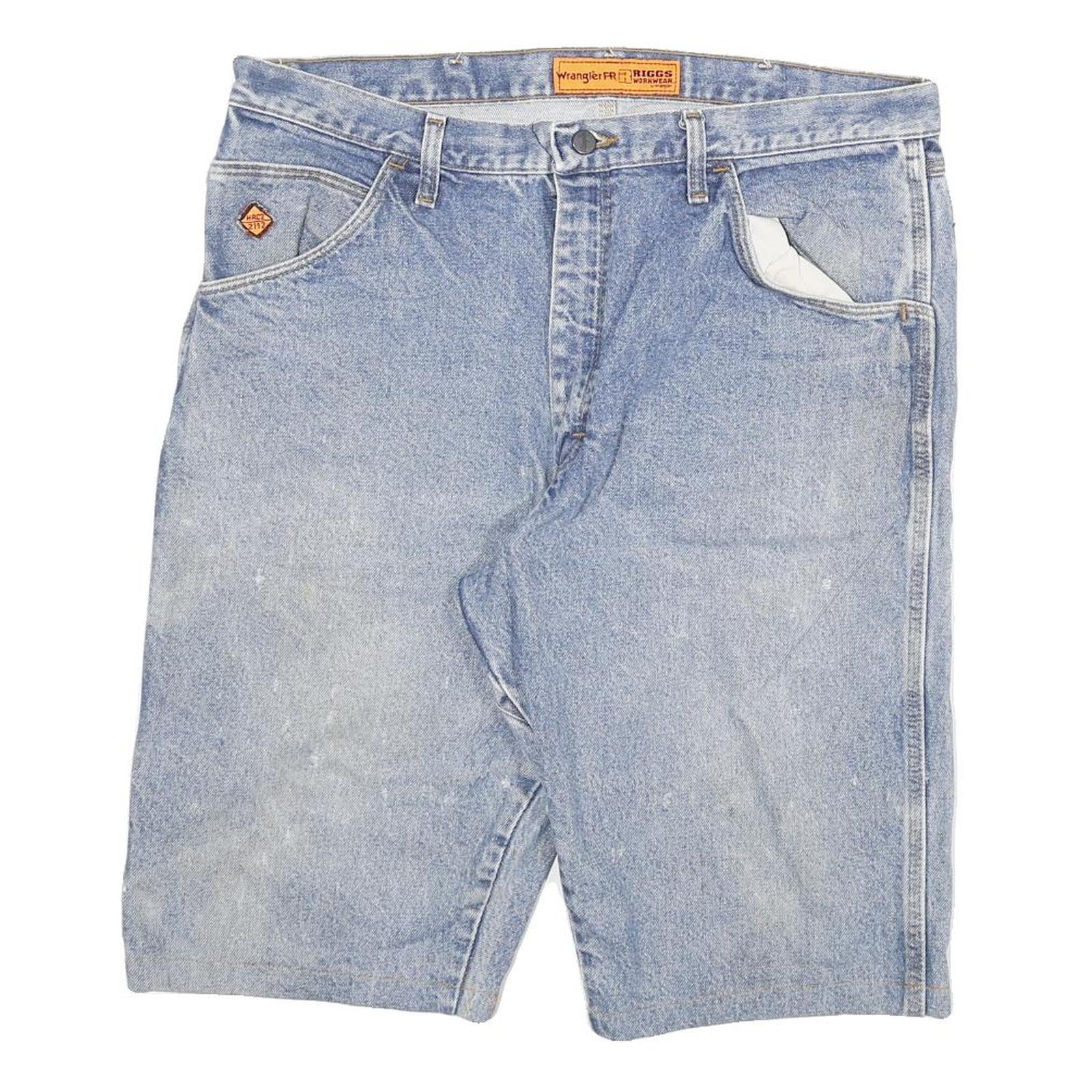WRANGLER Mens Blue Denim Casual Shorts 2XL W36 Workwear Cotton Blend