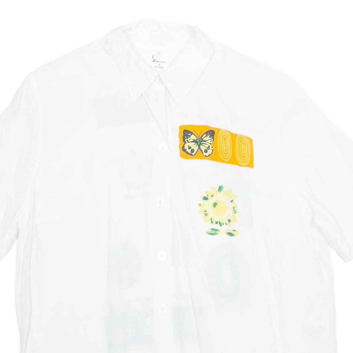 DIVINA Womens Printed Shirt White Collared Viscose Animal Print L