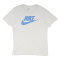 NIKE Mens White Blue Logo Modern T-Shirt L Short Sleeve Crew Neck Cotton Blend