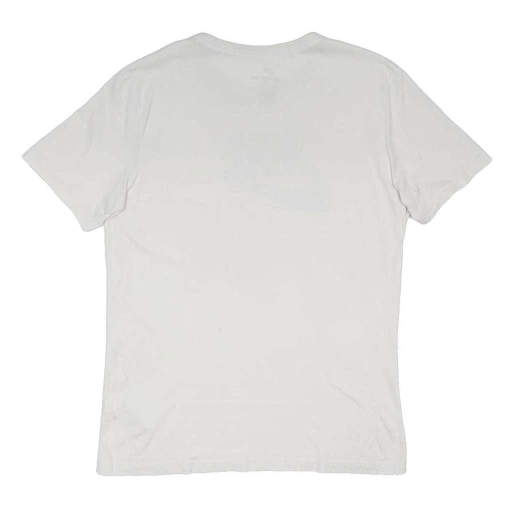 NIKE Mens White Blue Logo Modern T-Shirt L Short Sleeve Crew Neck Cotton Blend