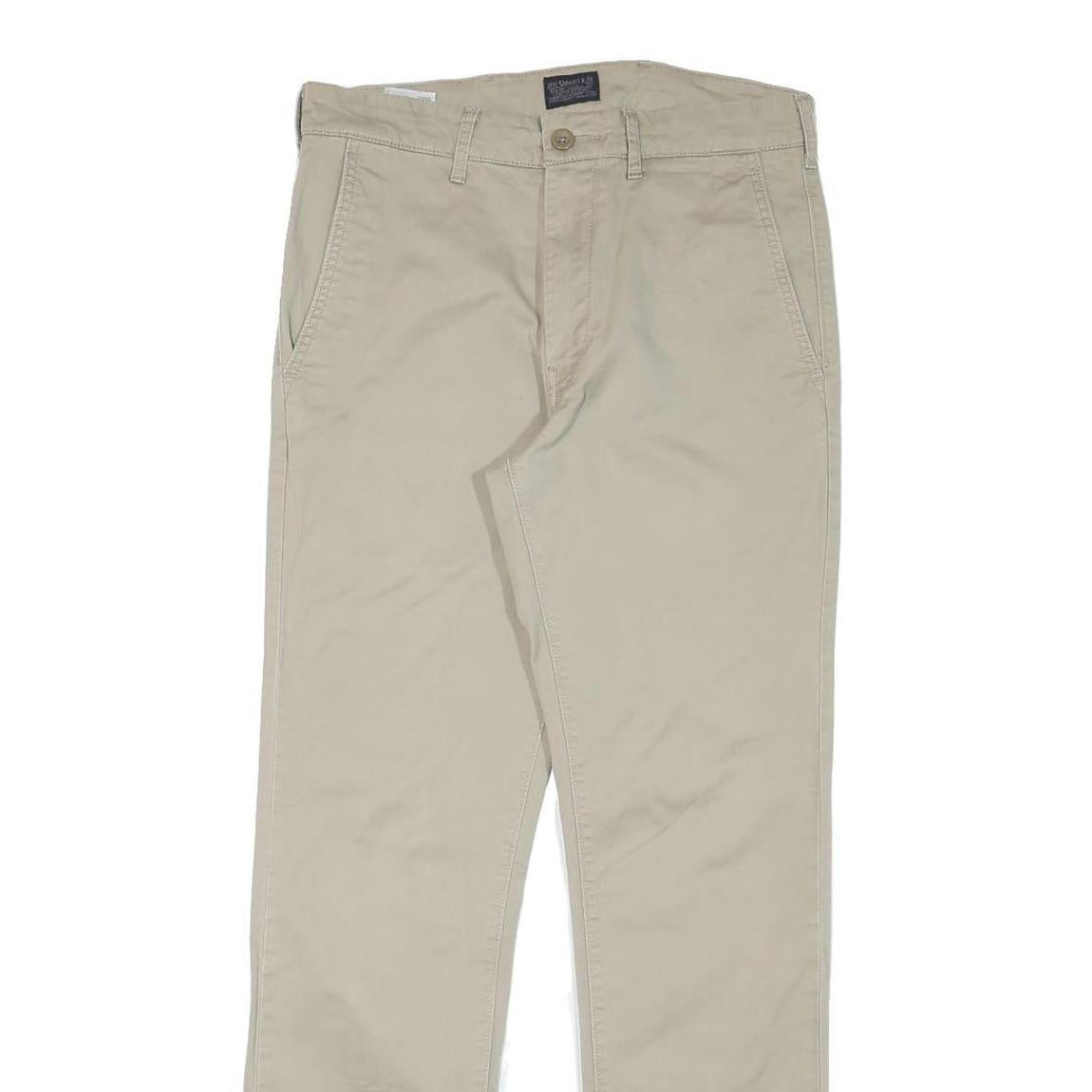 LEVI'S Mens Cotton Blend Beige Slim Straight Trousers W30 L30 Classic Closure