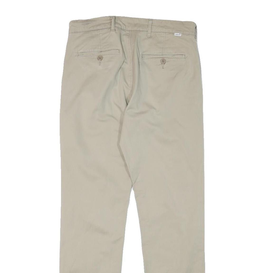 LEVI'S Mens Cotton Blend Beige Slim Straight Trousers W30 L30 Classic Closure