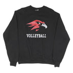 CHAMPION Mens Black Volleyball Crew Neck M Logo Cotton Blend Pullover Sweatshirt