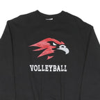 CHAMPION Mens Black Volleyball Crew Neck M Logo Cotton Blend Pullover Sweatshirt