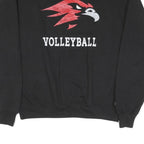 CHAMPION Mens Black Volleyball Crew Neck M Logo Cotton Blend Pullover Sweatshirt