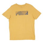 PUMA Mens Yellow Cotton Blend Modern T-Shirt M Short Sleeve Crew Neck Logo Print