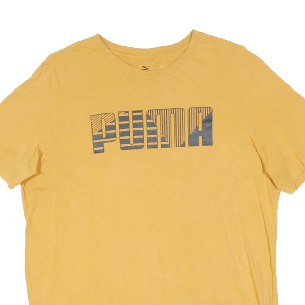 PUMA Mens Yellow Cotton Blend Modern T-Shirt M Short Sleeve Crew Neck Logo Print