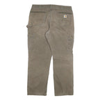 CARHARTT Mens Jeans Khaki Relaxed Straight Cotton Blend W38 L32 Workwear Zip