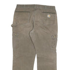 CARHARTT Mens Jeans Khaki Relaxed Straight Cotton Blend W38 L32 Workwear Zip