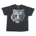 DOM Mens Black Graphic T-Shirt XL Short Sleeve Crew Neck Cotton Blend Tiger