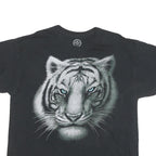 DOM Mens Black Graphic T-Shirt XL Short Sleeve Crew Neck Cotton Blend Tiger