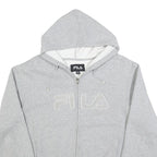 FILA Womens Grey Zip Up Hoodie 2XL Logo Casual Cotton Blend Sweatshirt