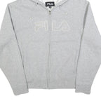 FILA Womens Grey Zip Up Hoodie 2XL Logo Casual Cotton Blend Sweatshirt