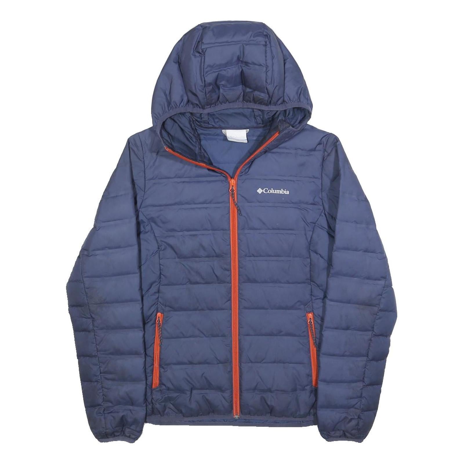 COLUMBIA Mens Blue Jacket S Polyester Lightweight Puffer Hooded Zip Outdoor