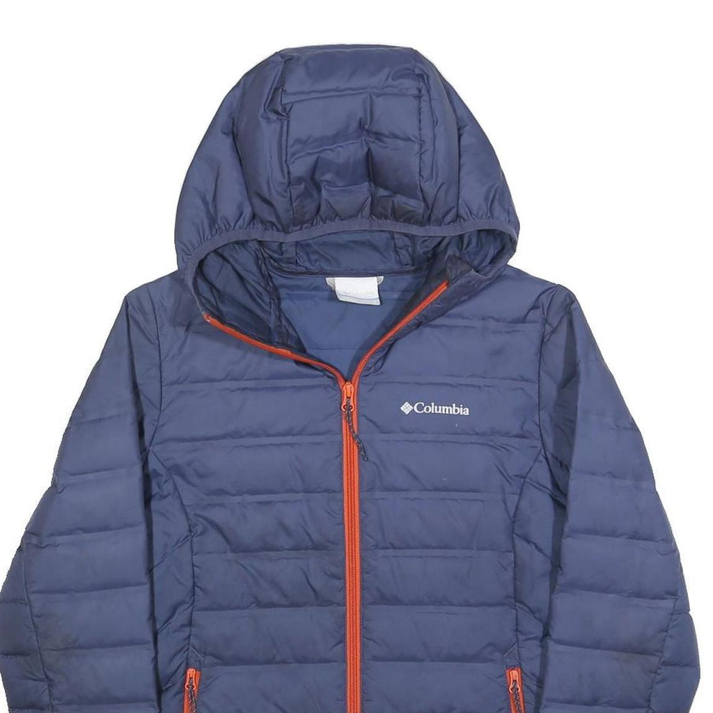 COLUMBIA Mens Blue Jacket S Polyester Lightweight Puffer Hooded Zip Outdoor