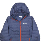 COLUMBIA Mens Blue Jacket S Polyester Lightweight Puffer Hooded Zip Outdoor