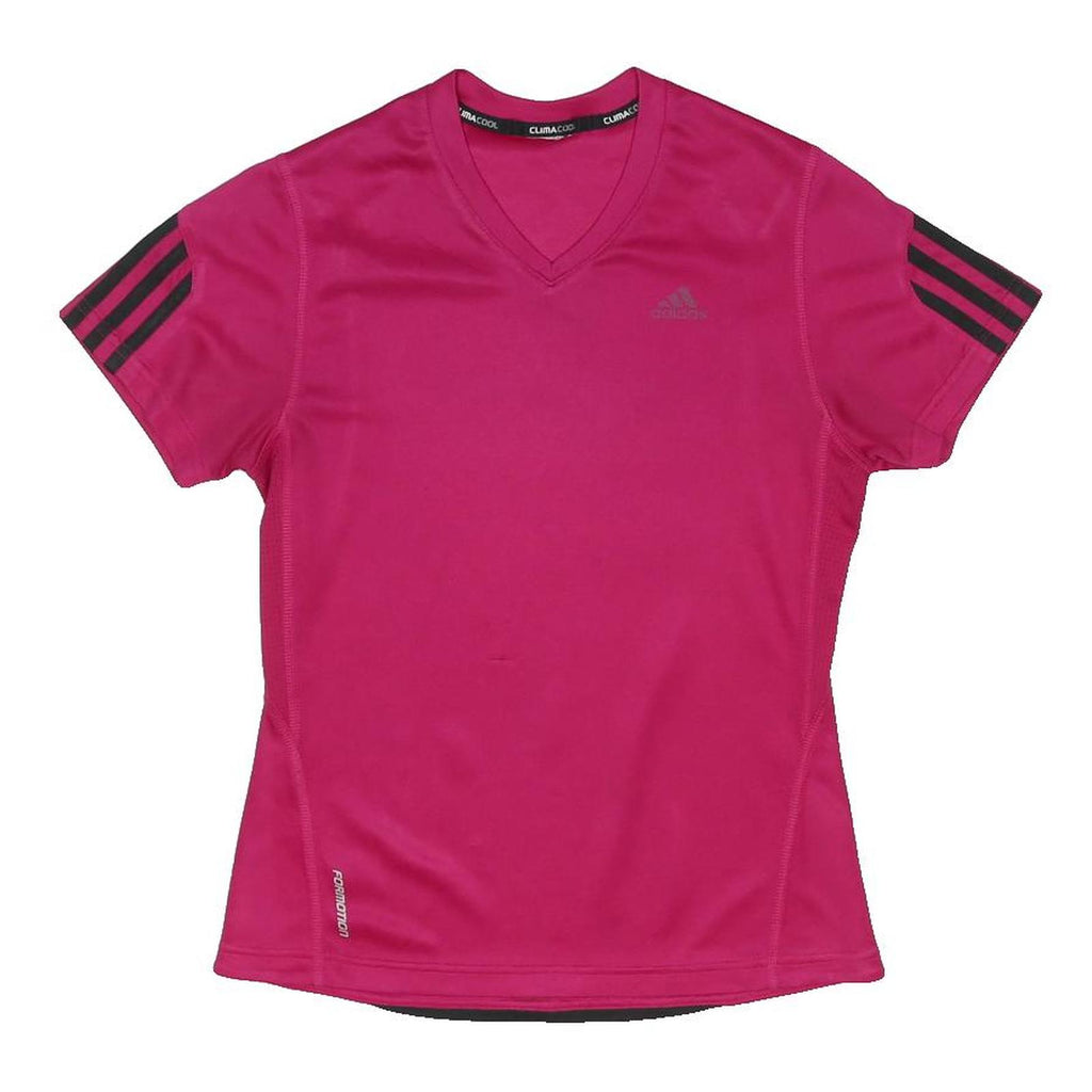 ADIDAS Womens Pink V-Neck T-Shirt XS Short Sleeve Polyester Sports Top