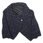 LAUREEN Womens Black & Blue Jacket UK 16 Woven Check Button Cropped Stylish