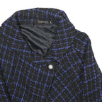 LAUREEN Womens Black & Blue Jacket UK 16 Woven Check Button Cropped Stylish