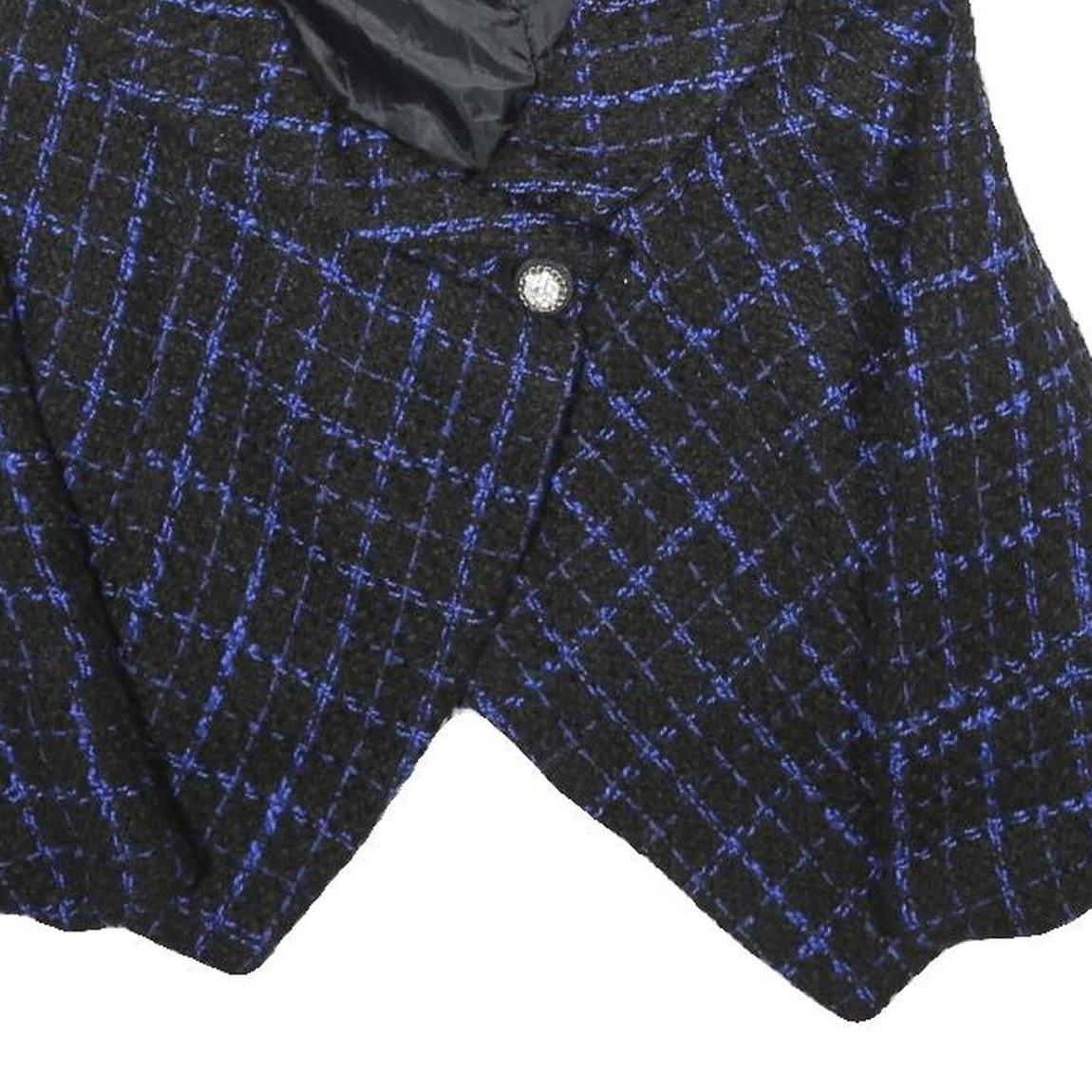LAUREEN Womens Black & Blue Jacket UK 16 Woven Check Button Cropped Stylish