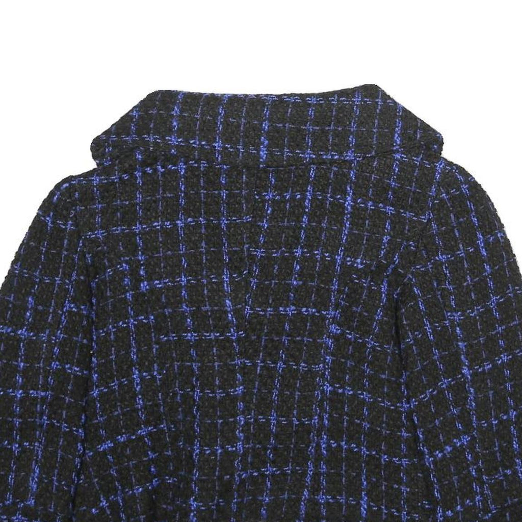 LAUREEN Womens Black & Blue Jacket UK 16 Woven Check Button Cropped Stylish