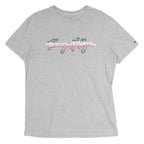 TOMMY HILFIGER Mens Grey Cotton T-Shirt L Short Sleeve Crew Neck Signature Logo