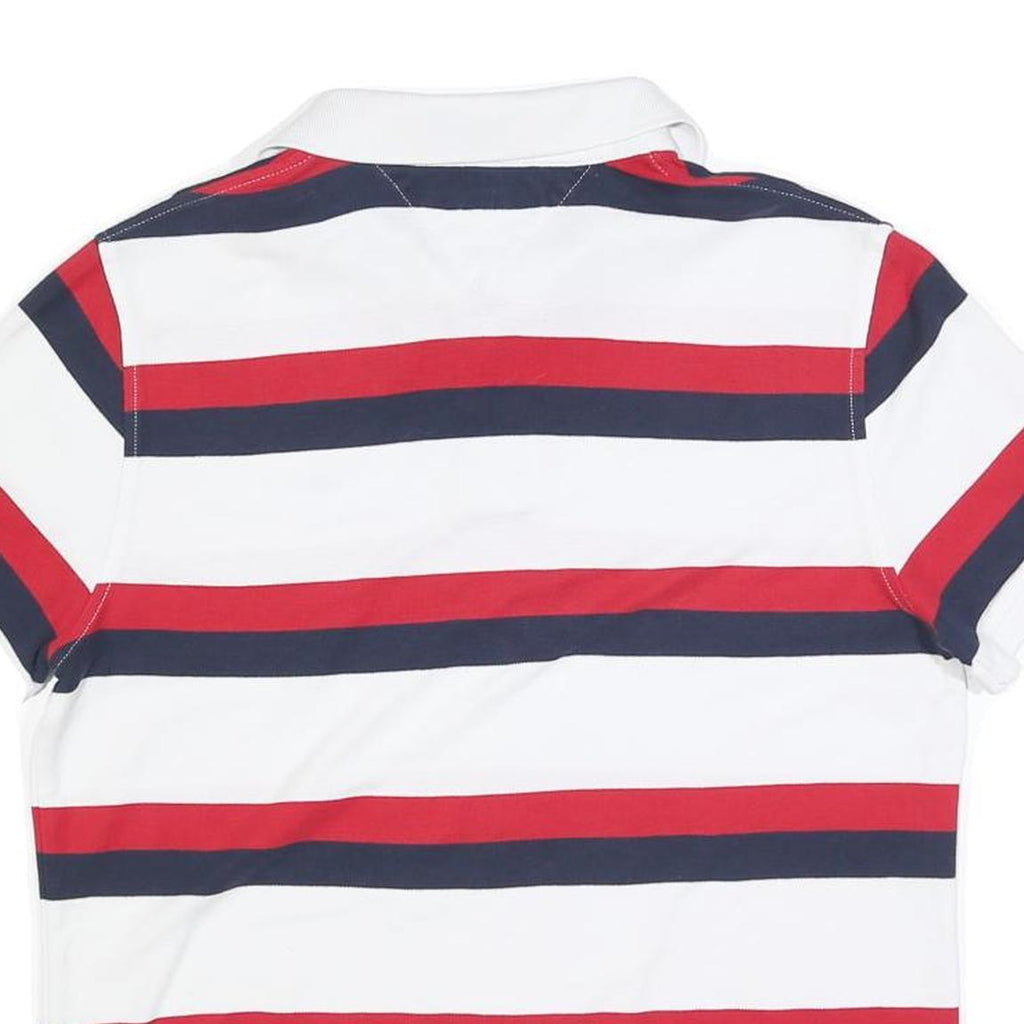 TOMMY HILFIGER Mens White Red & Blue Striped Short Sleeve Polo Shirt M Classic
