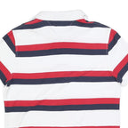 TOMMY HILFIGER Mens White Red & Blue Striped Short Sleeve Polo Shirt M Classic