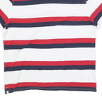 TOMMY HILFIGER Mens White Red & Blue Striped Short Sleeve Polo Shirt M Classic