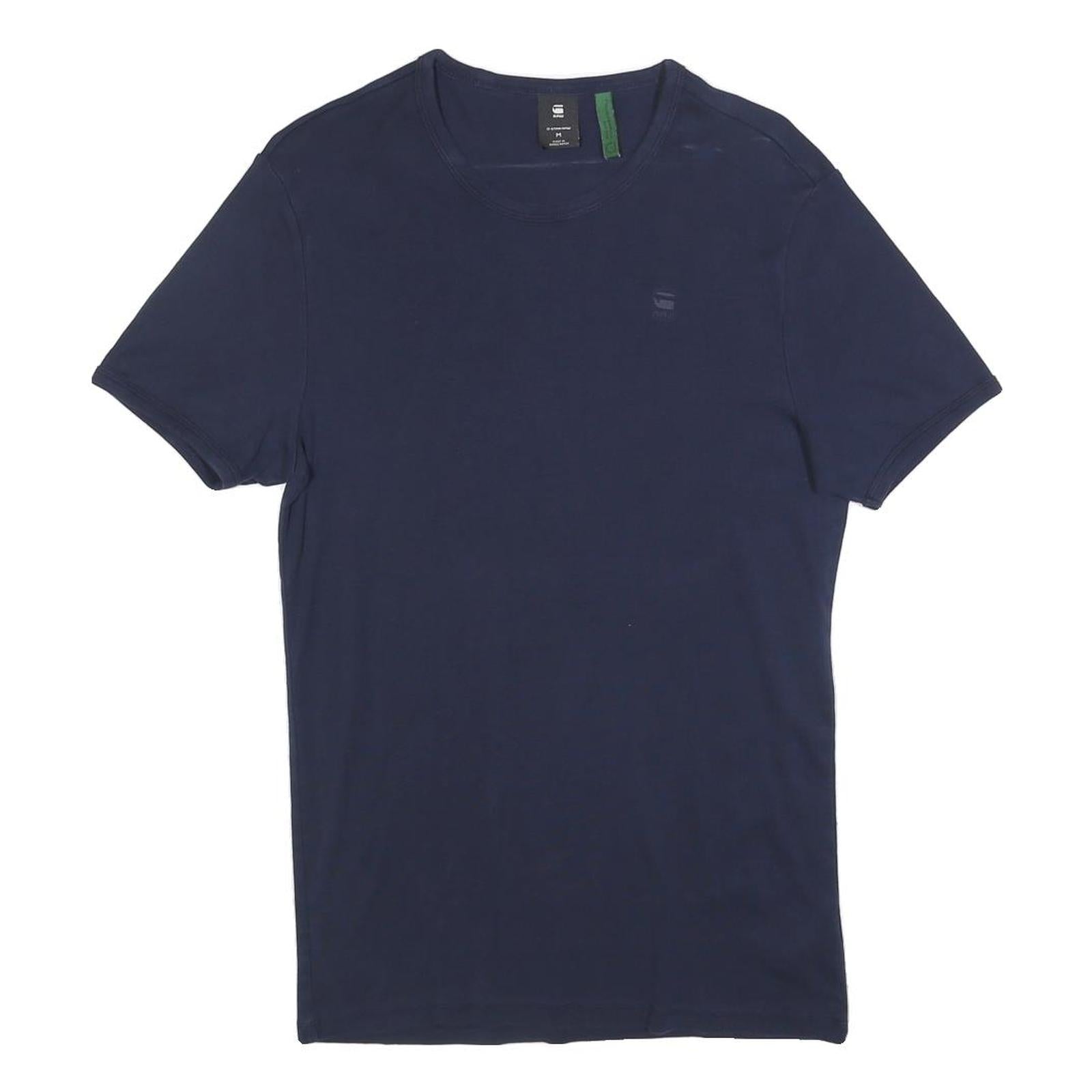 G-STAR Mens Navy Blue Plain T-Shirt M Short Sleeve Crew Neck Cotton Blend