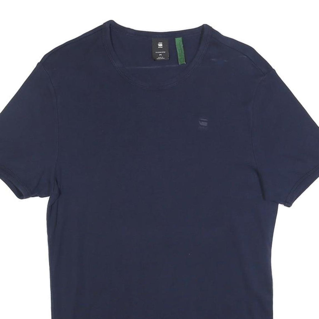 G-STAR Mens Navy Blue Plain T-Shirt M Short Sleeve Crew Neck Cotton Blend