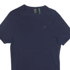 G-STAR Mens Navy Blue Plain T-Shirt M Short Sleeve Crew Neck Cotton Blend
