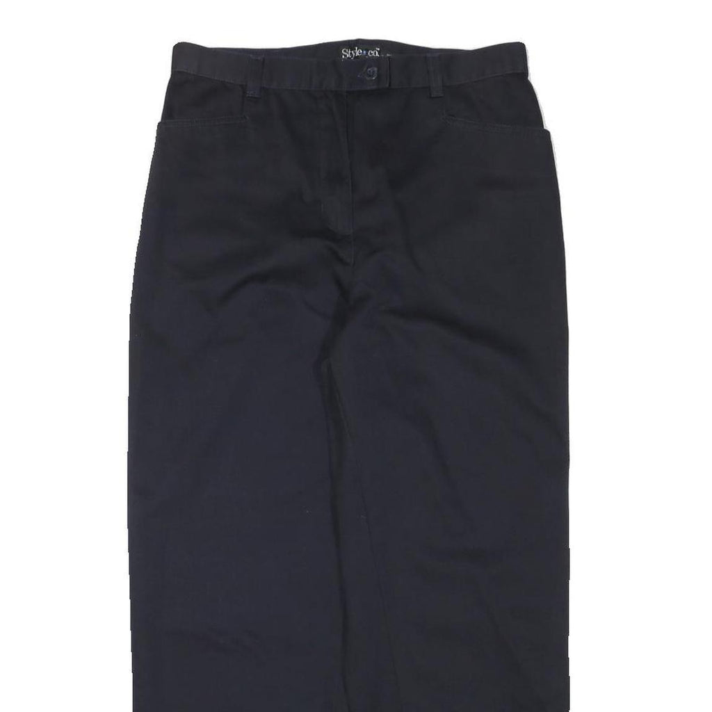 STYLE AND CO Womens Cotton Blend Black Relaxed Straight Leg Trousers W30 L27
