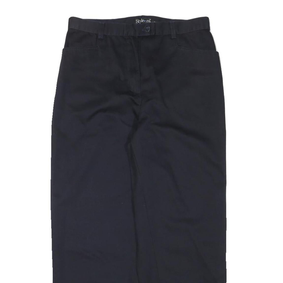 STYLE AND CO Womens Cotton Blend Black Relaxed Straight Leg Trousers W30 L27