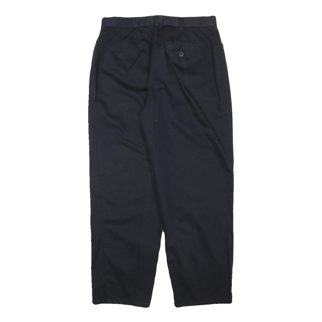 STYLE AND CO Womens Cotton Blend Black Relaxed Straight Leg Trousers W30 L27
