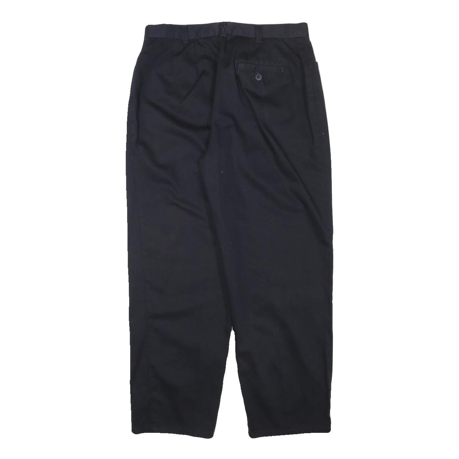 STYLE AND CO Womens Cotton Blend Black Relaxed Straight Leg Trousers W30 L27