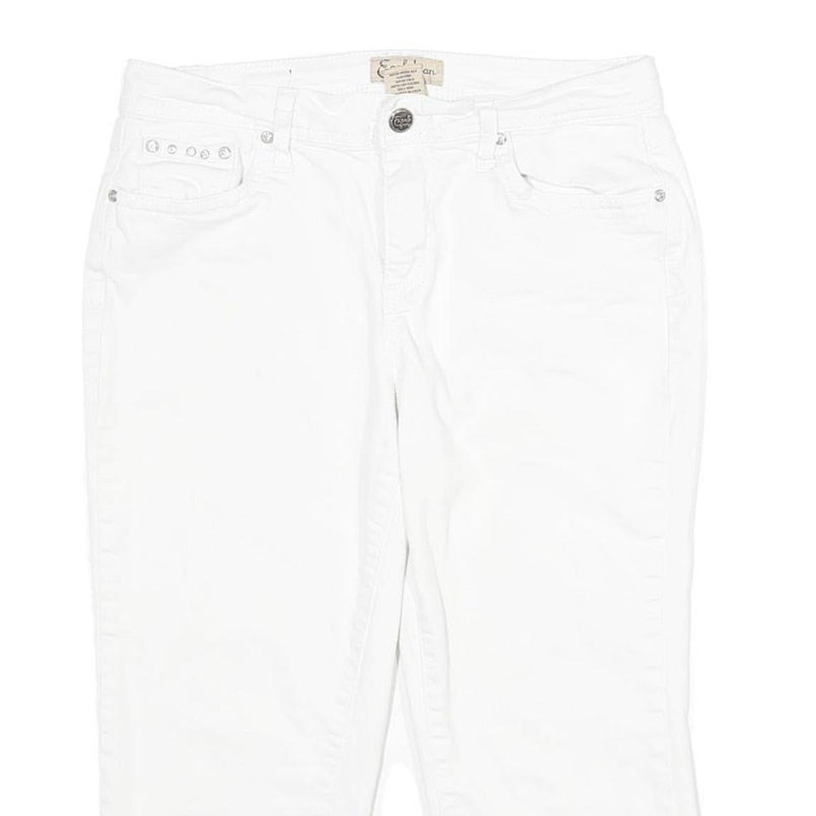 EARL JEAN Womens White Casual Cotton Blend Shorts M W30 Stud Embellished Pockets