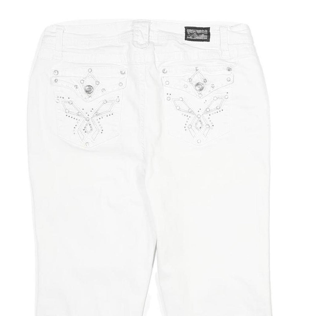 EARL JEAN Womens White Casual Cotton Blend Shorts M W30 Stud Embellished Pockets