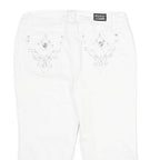 EARL JEAN Womens White Casual Cotton Blend Shorts M W30 Stud Embellished Pockets