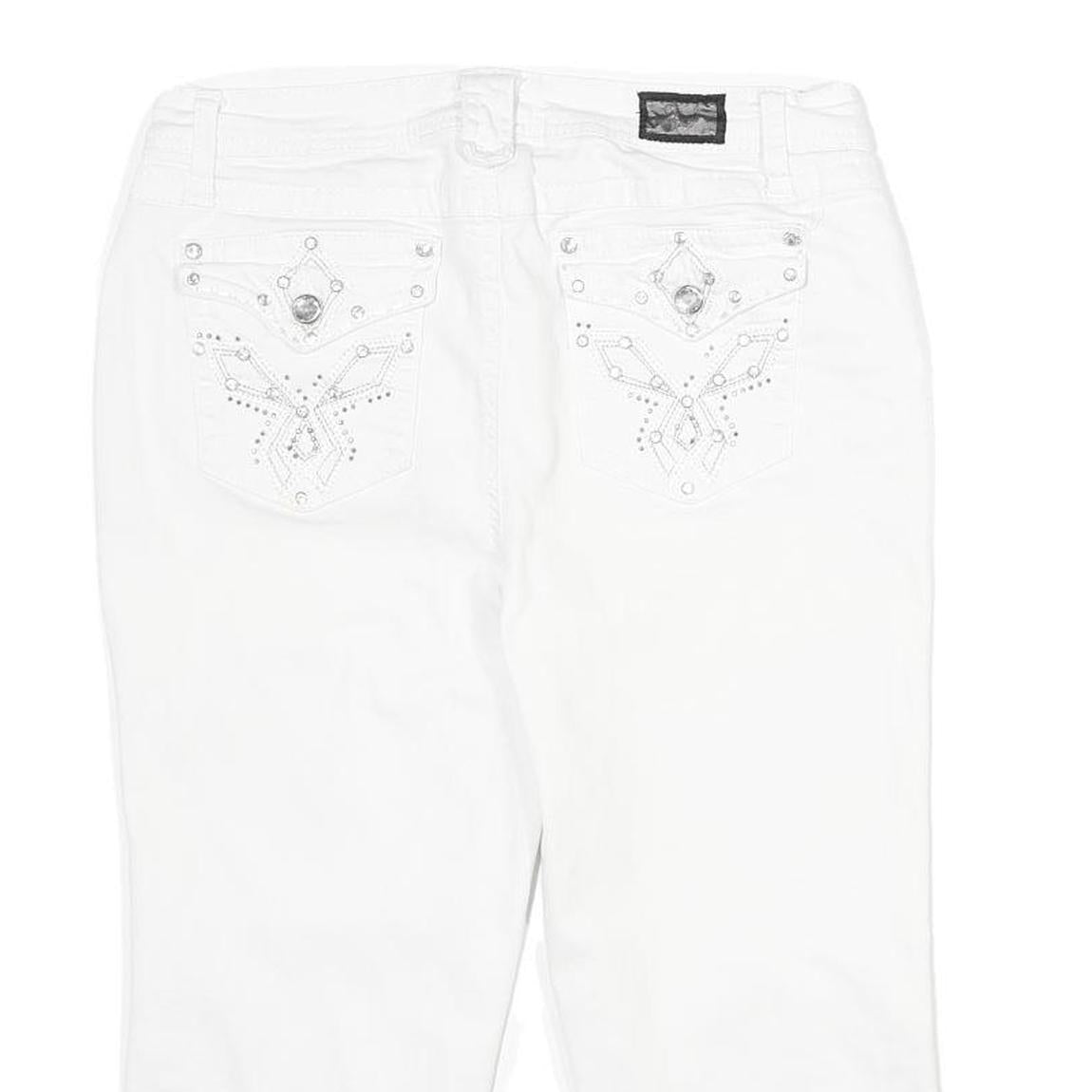 EARL JEAN Womens White Casual Cotton Blend Shorts M W30 Stud Embellished Pockets