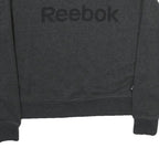 REEBOK Womens Black Cotton Sweatshirt Crew Neck S Logo Print Lightweight