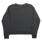 REEBOK Womens Black Cotton Sweatshirt Crew Neck S Logo Print Lightweight