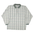 BLUE JEANS Mens White Green Checked Long Sleeve Polo Shirt M Cotton Blend
