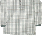 BLUE JEANS Mens White Green Checked Long Sleeve Polo Shirt M Cotton Blend