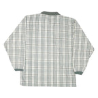 BLUE JEANS Mens White Green Checked Long Sleeve Polo Shirt M Cotton Blend