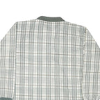 BLUE JEANS Mens White Green Checked Long Sleeve Polo Shirt M Cotton Blend