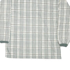 BLUE JEANS Mens White Green Checked Long Sleeve Polo Shirt M Cotton Blend